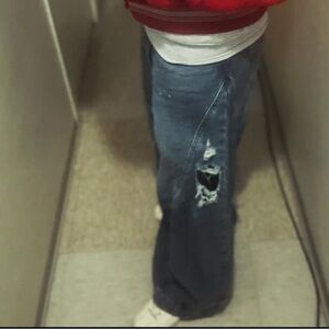 Distressed Blue Jeans